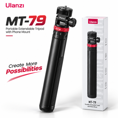 Ulanzi MT-79 6.5ft Portable Light Stand – Lightweight Aluminum Extendable Tripod Stand with 1/4" Screw & Compact Foldable Design for Studio Lighting & Vlogging